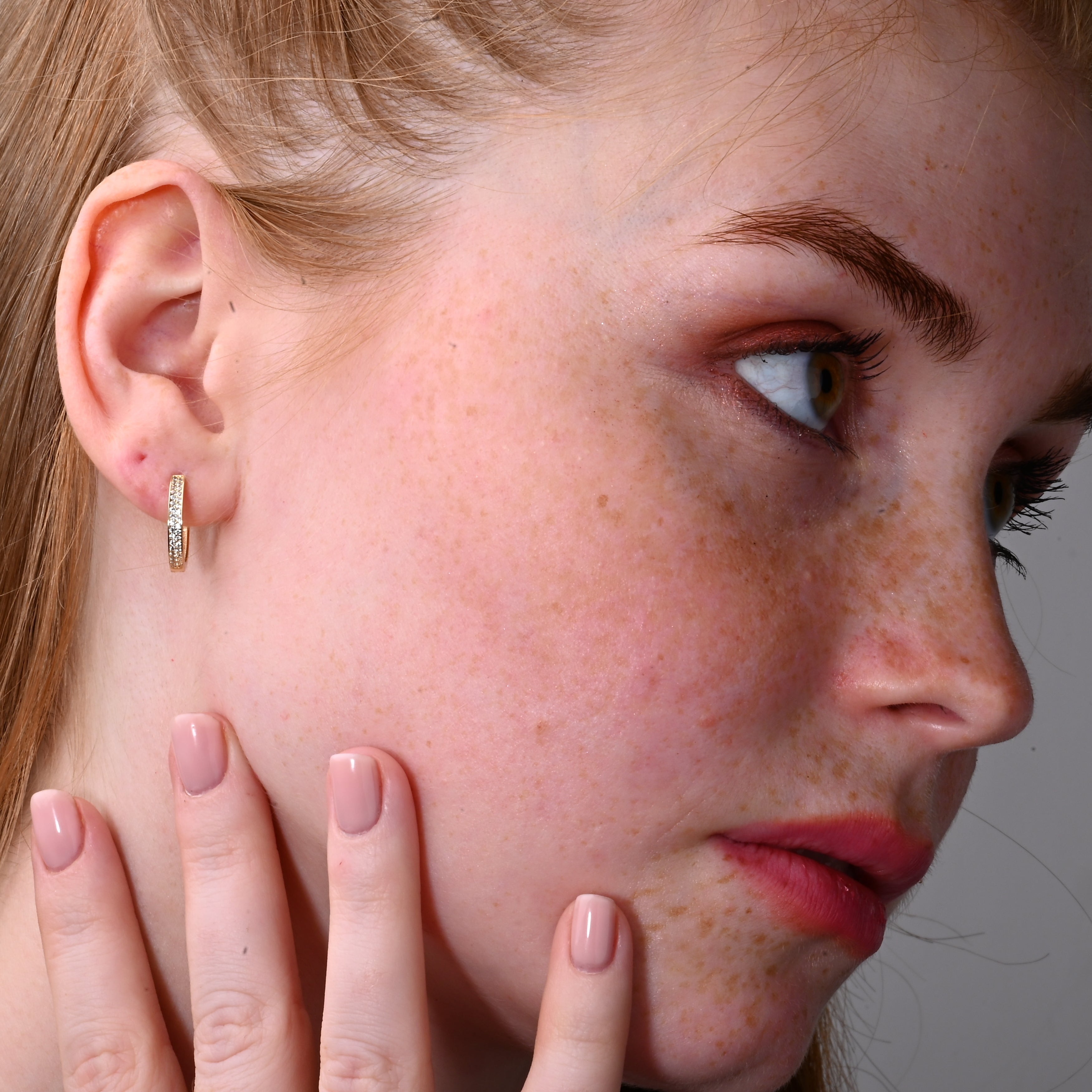 Çift Sıra Taşlı Halka Küpe