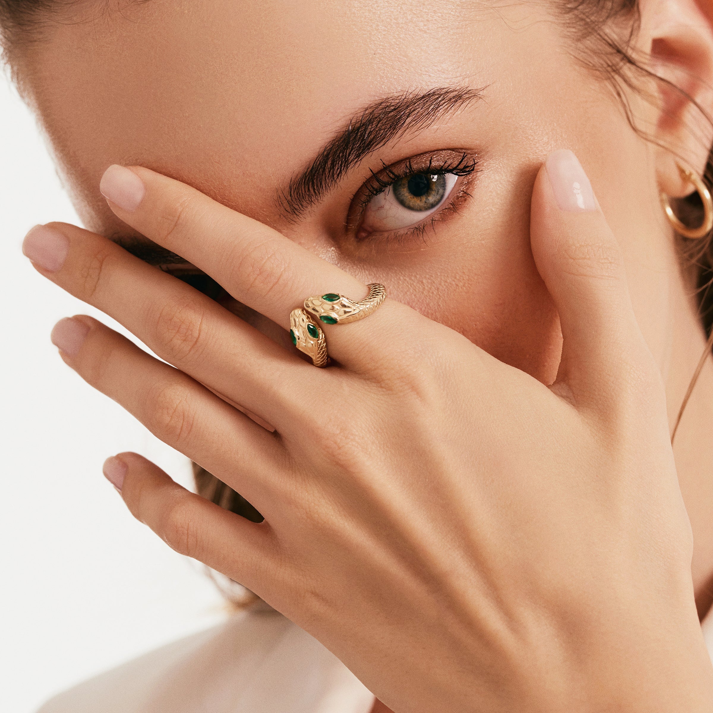 Zümrüt Gözlü Yılan Altın Yüzük