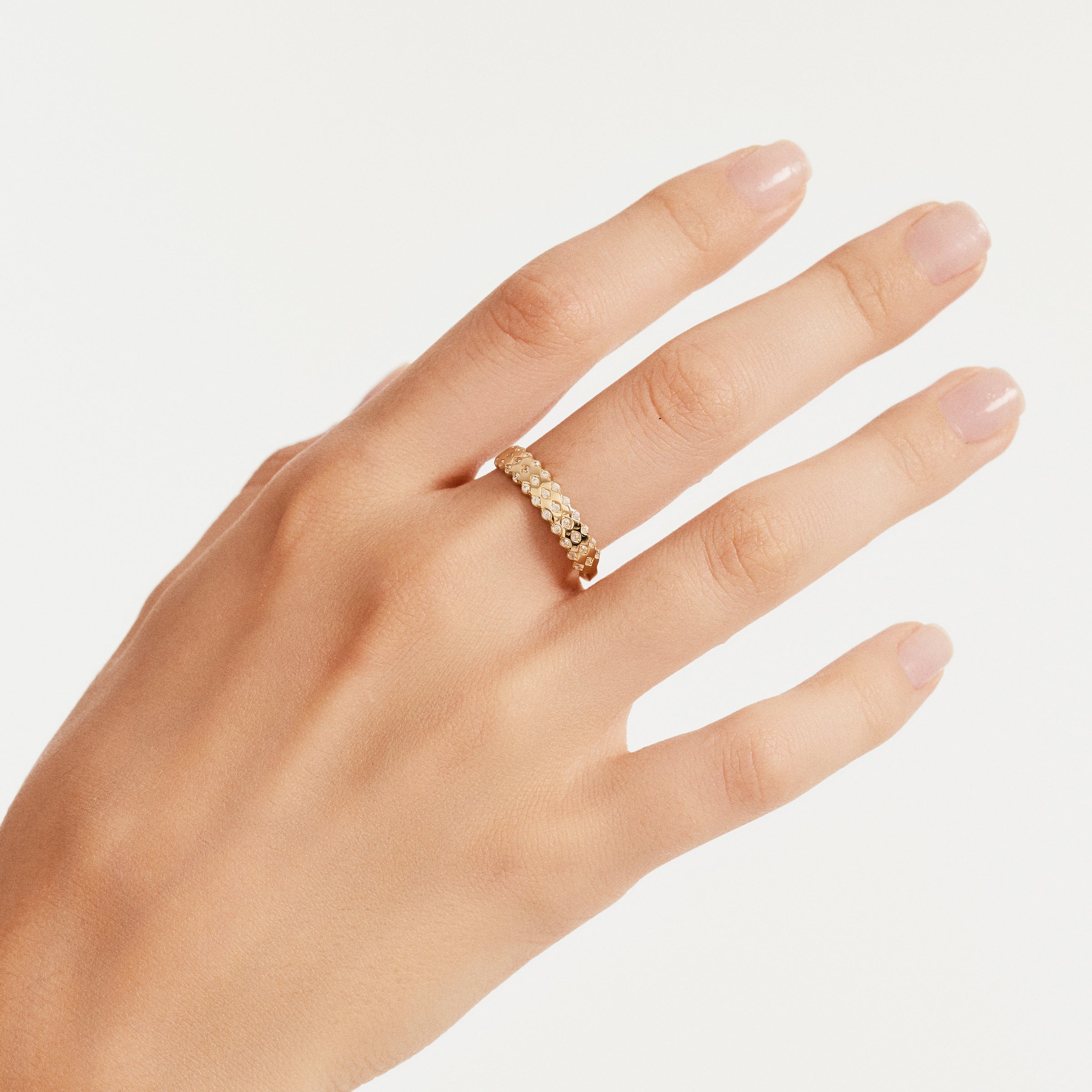 Sıralı Taşlı Altın Yüzük