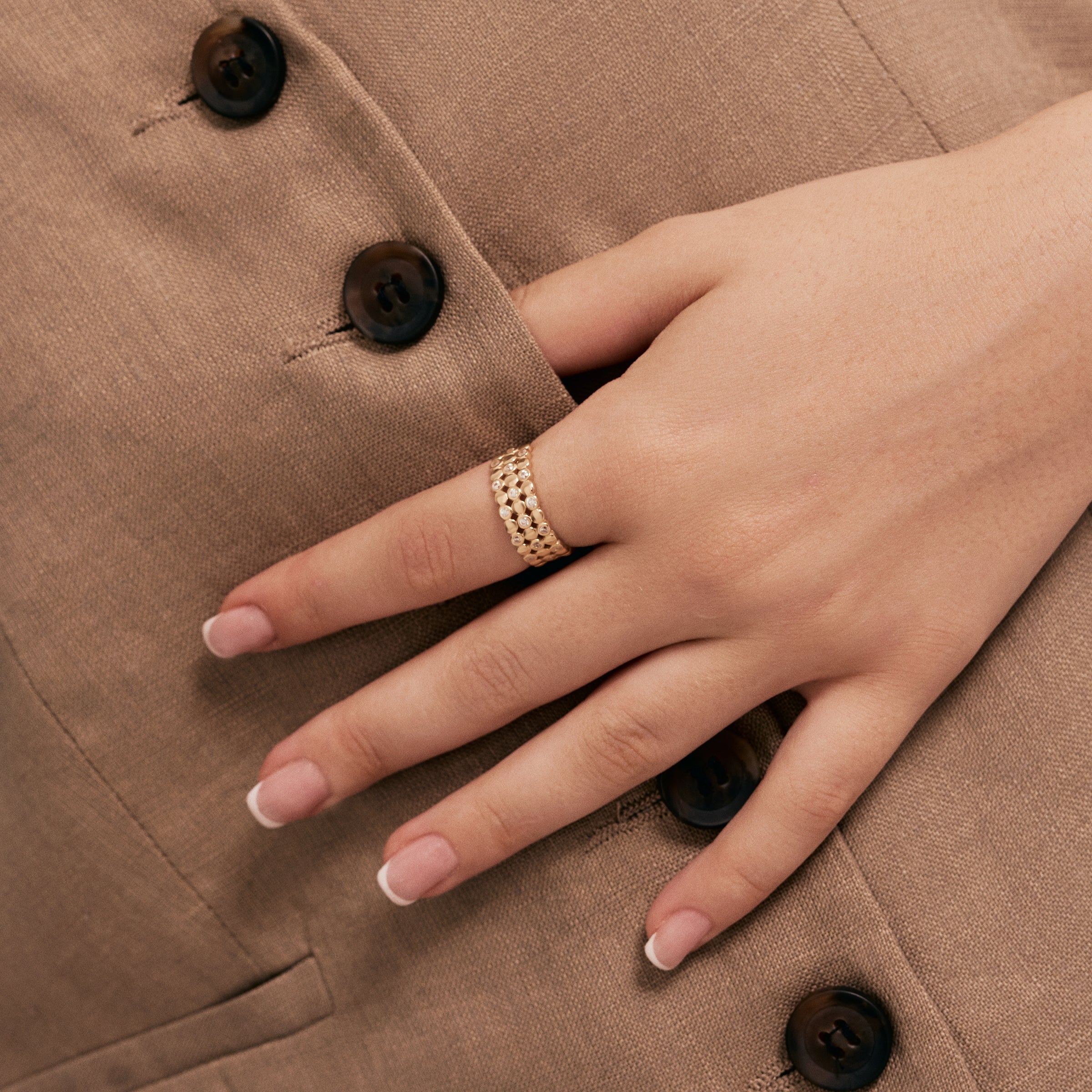 Damla Sıralı Altın Yüzük