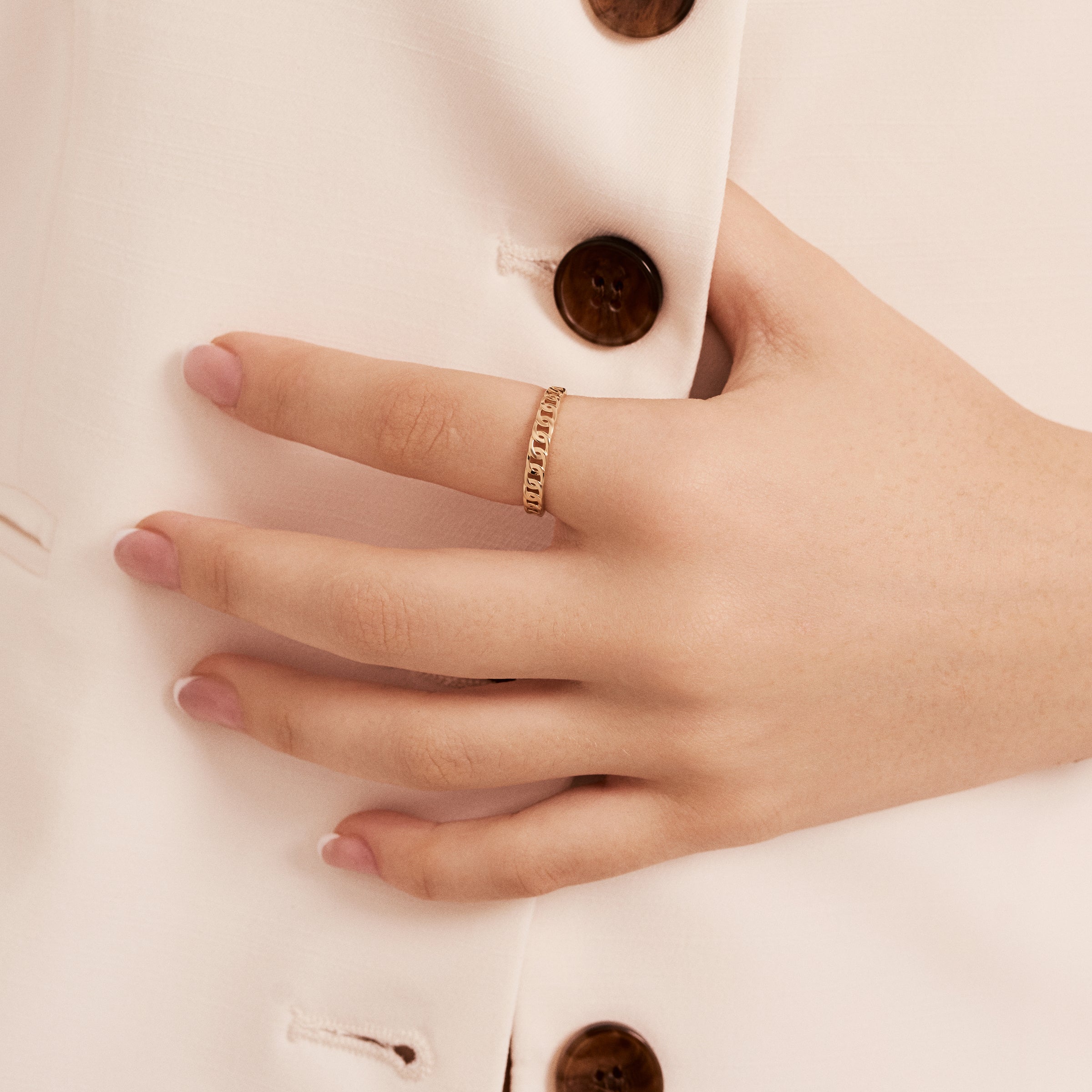 Zincir Minimalist Altın Yüzük