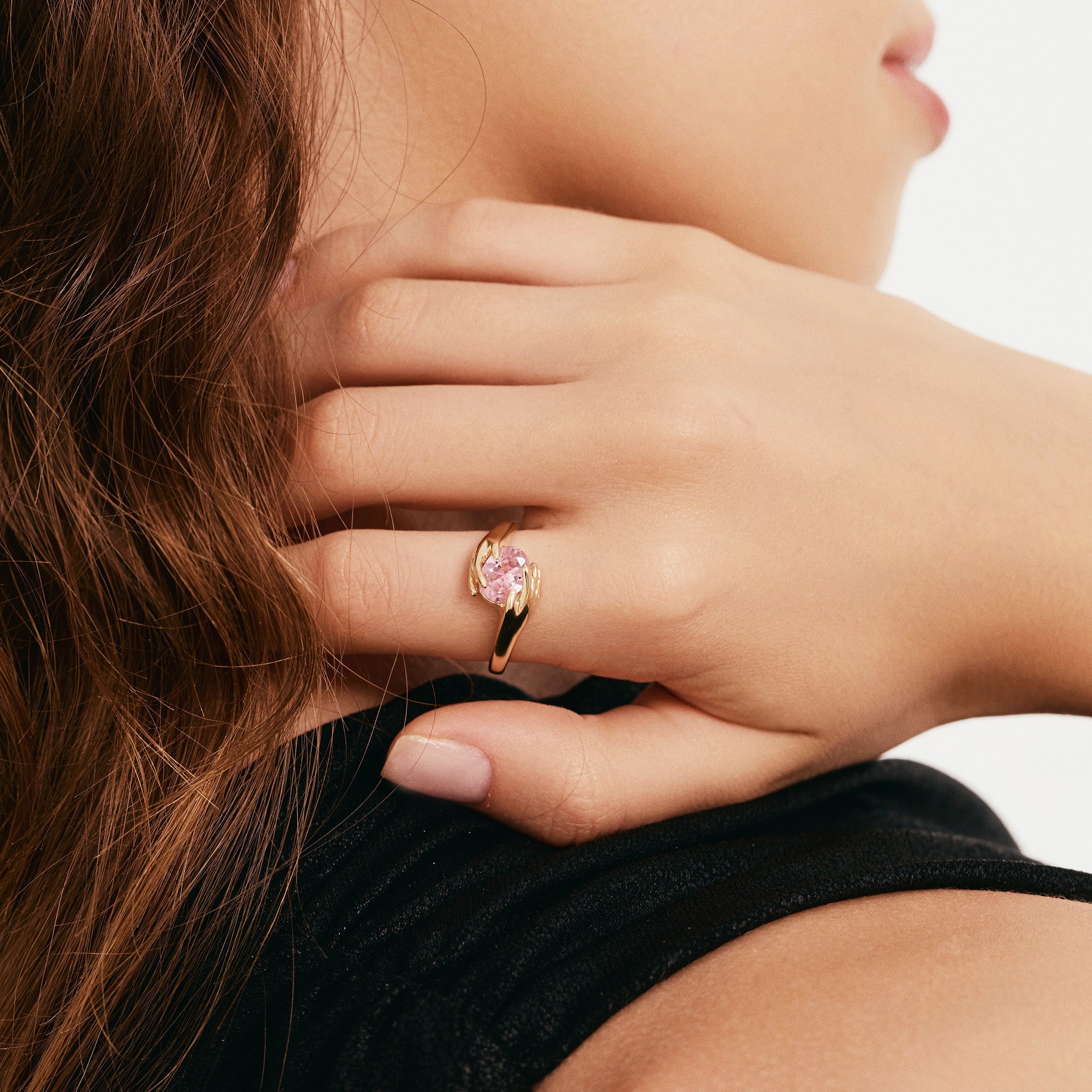 Pembe Turmalin Taşlı Aşk Altın Yüzük