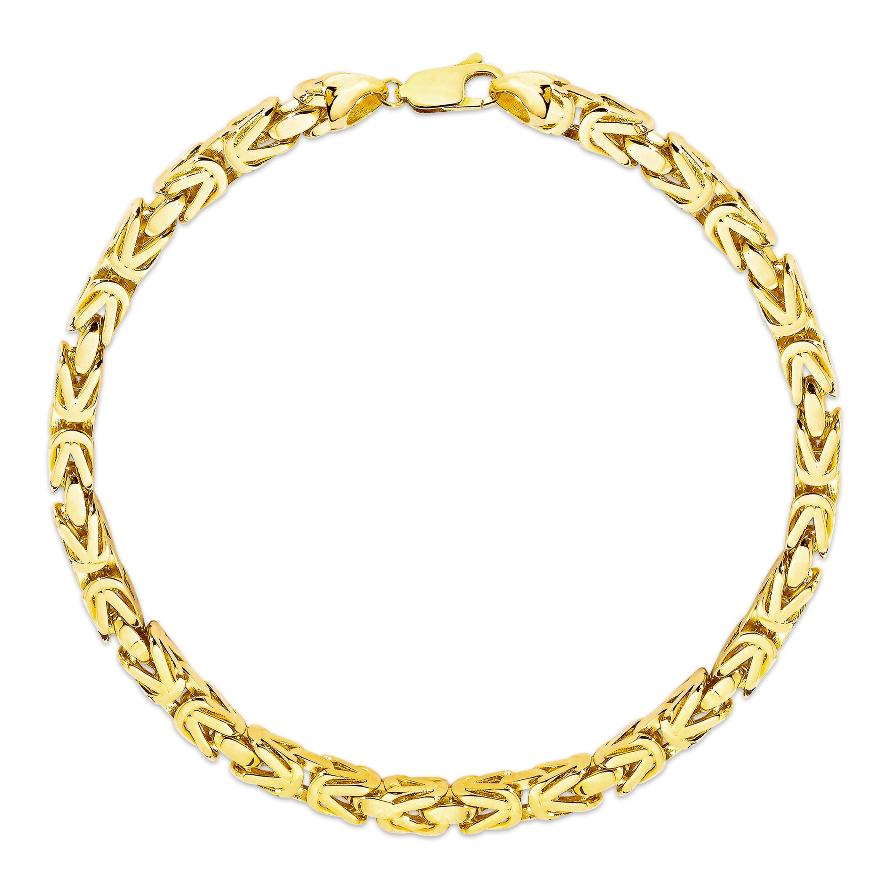 14K Gold Byzantine Square Link Chain Bracelet - 1.90 mm with intricate square link design.