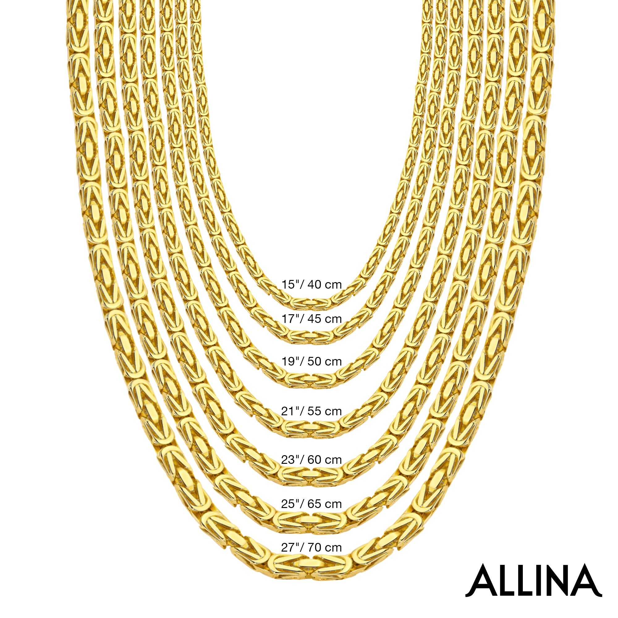 14K gold Byzantine square chain necklace, 3.00mm, featuring an intricate interlocking design and polished finish.