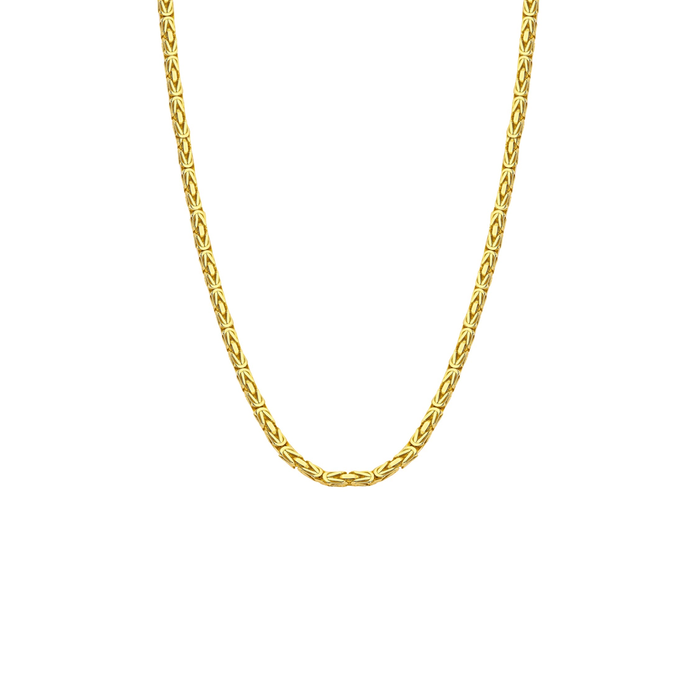 14K Gold Byzantine Square King Chain Necklace - 3.50 mm | Bold Gold Statement Necklace