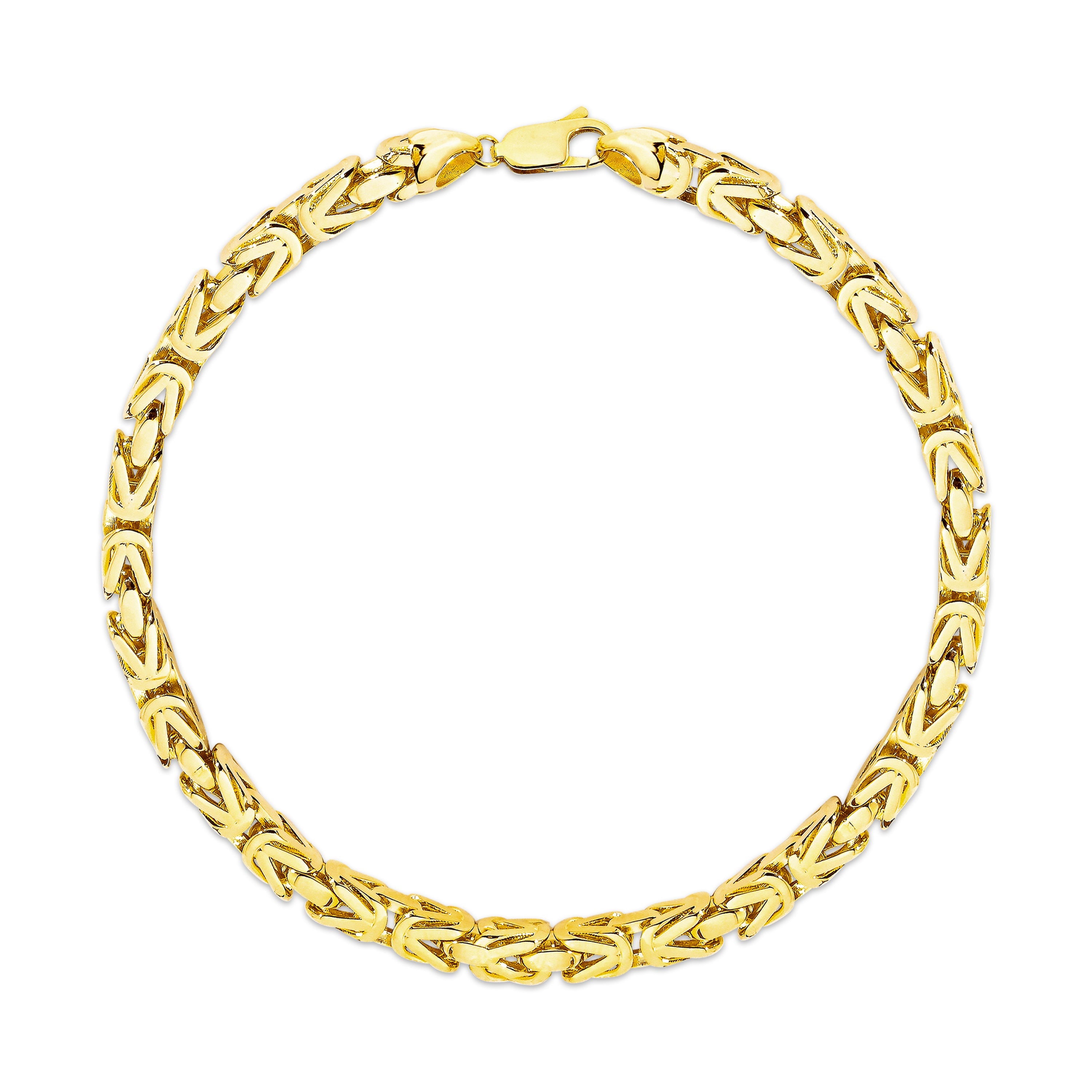 14K gold Byzantine square chain bracelet, 3.50mm, featuring an intricate interlocking design with a polished finish