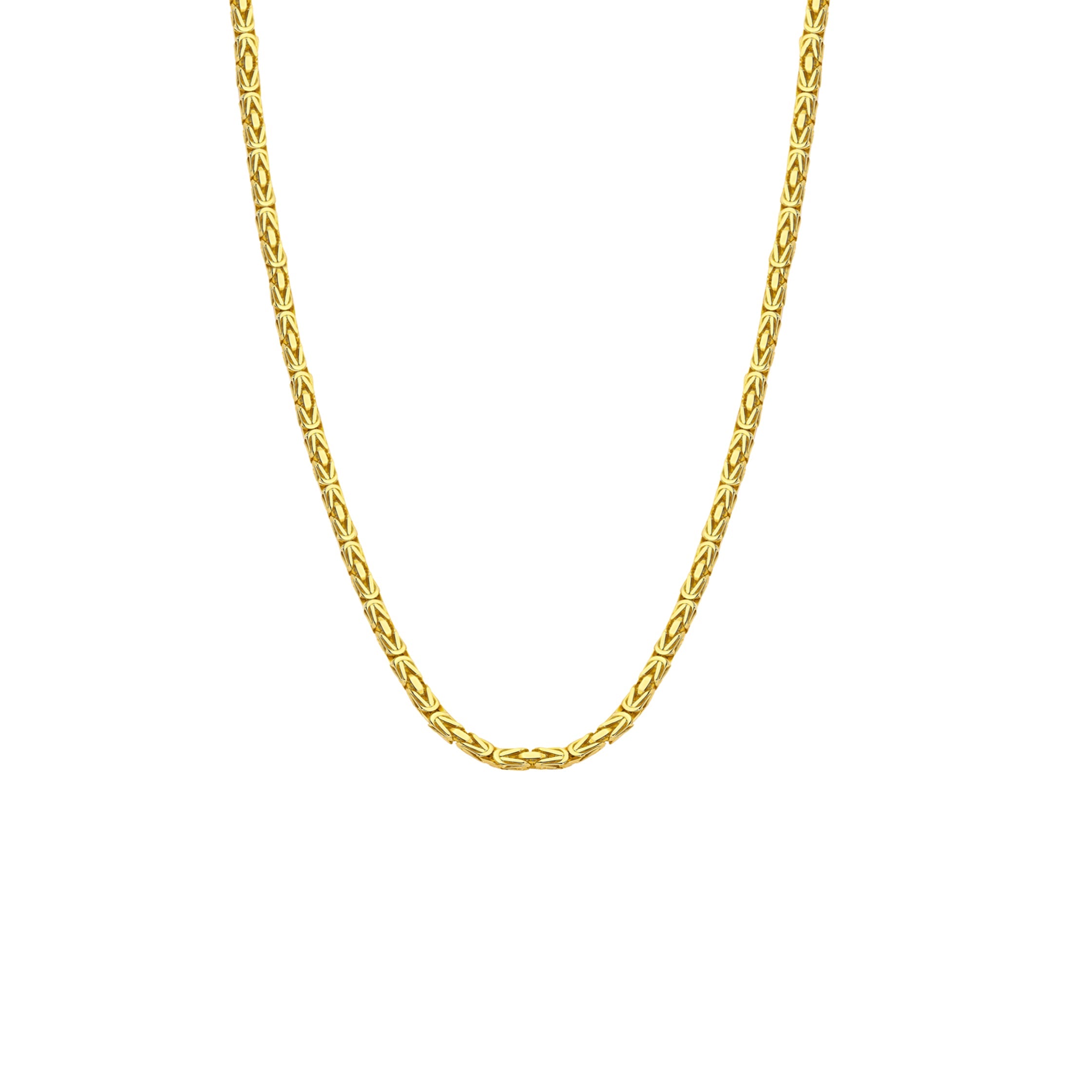 Gold Square Byzantine Chain Necklace - 4.00mm | Luxurious Statement Jewelry