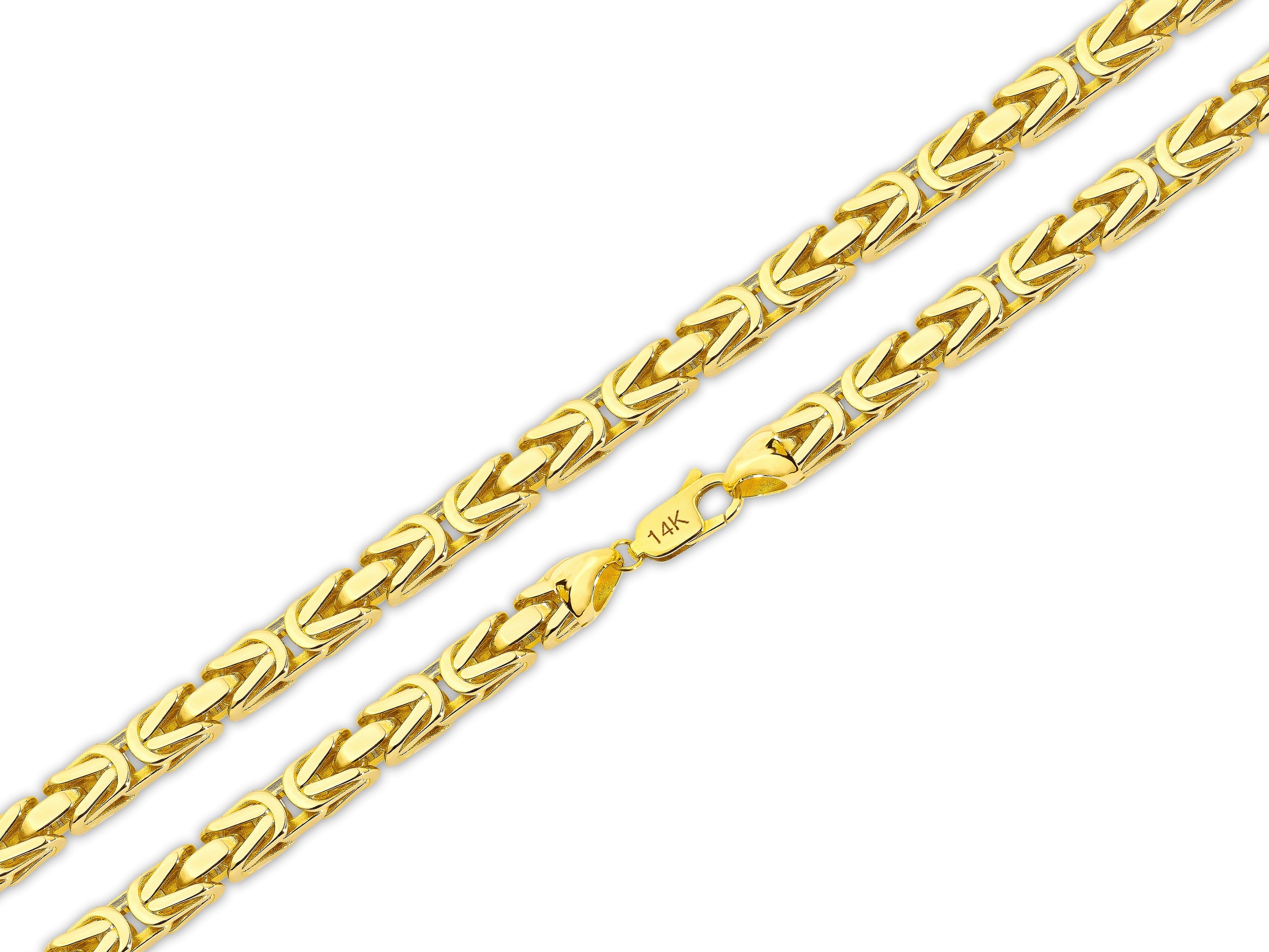 Gold Square Byzantine Chain Necklace - 4.00mm | Luxurious Statement Jewelry