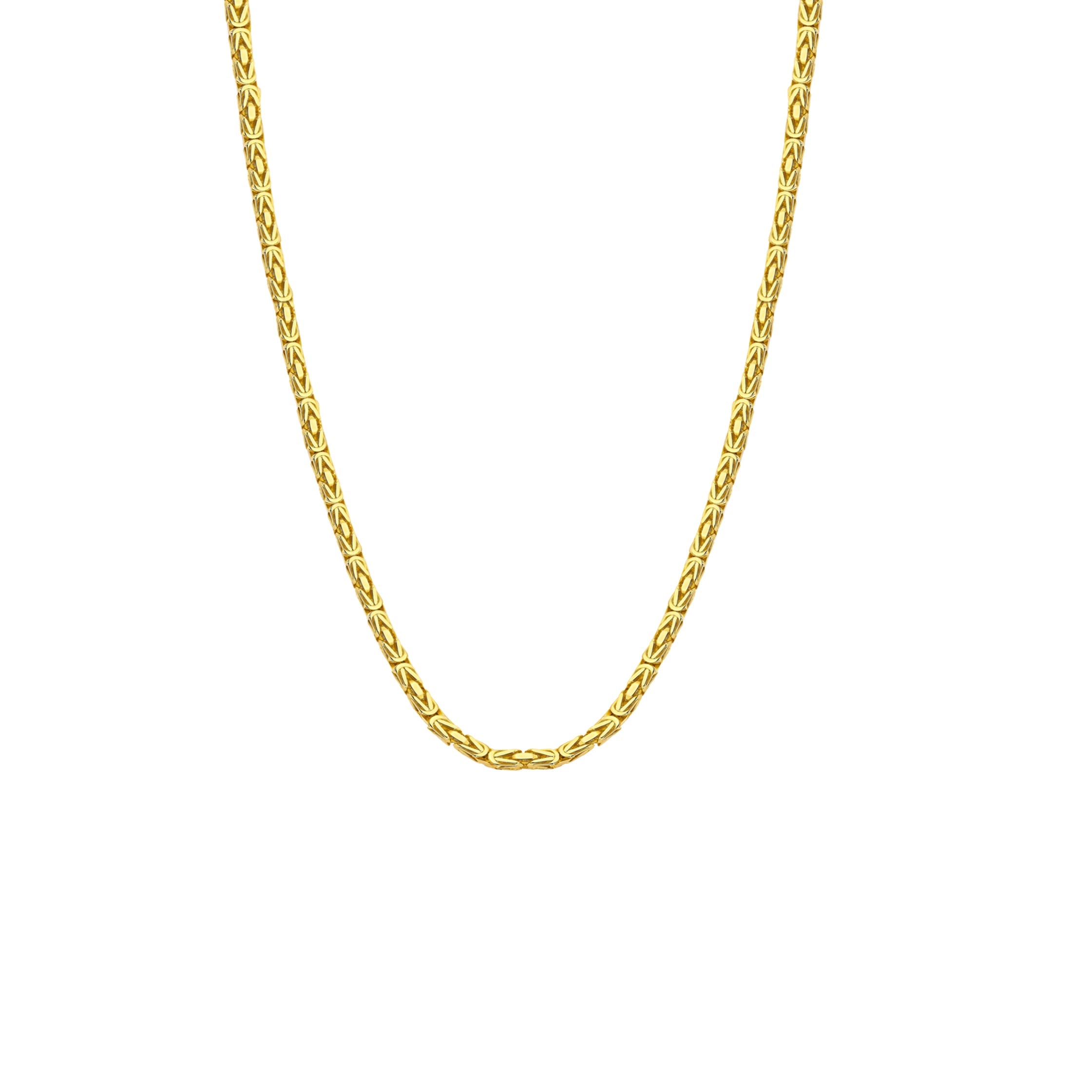 Square 14K Gold Byzantine Chain Necklace - 4.50mm | Bold & Elegant Statement Jewelry