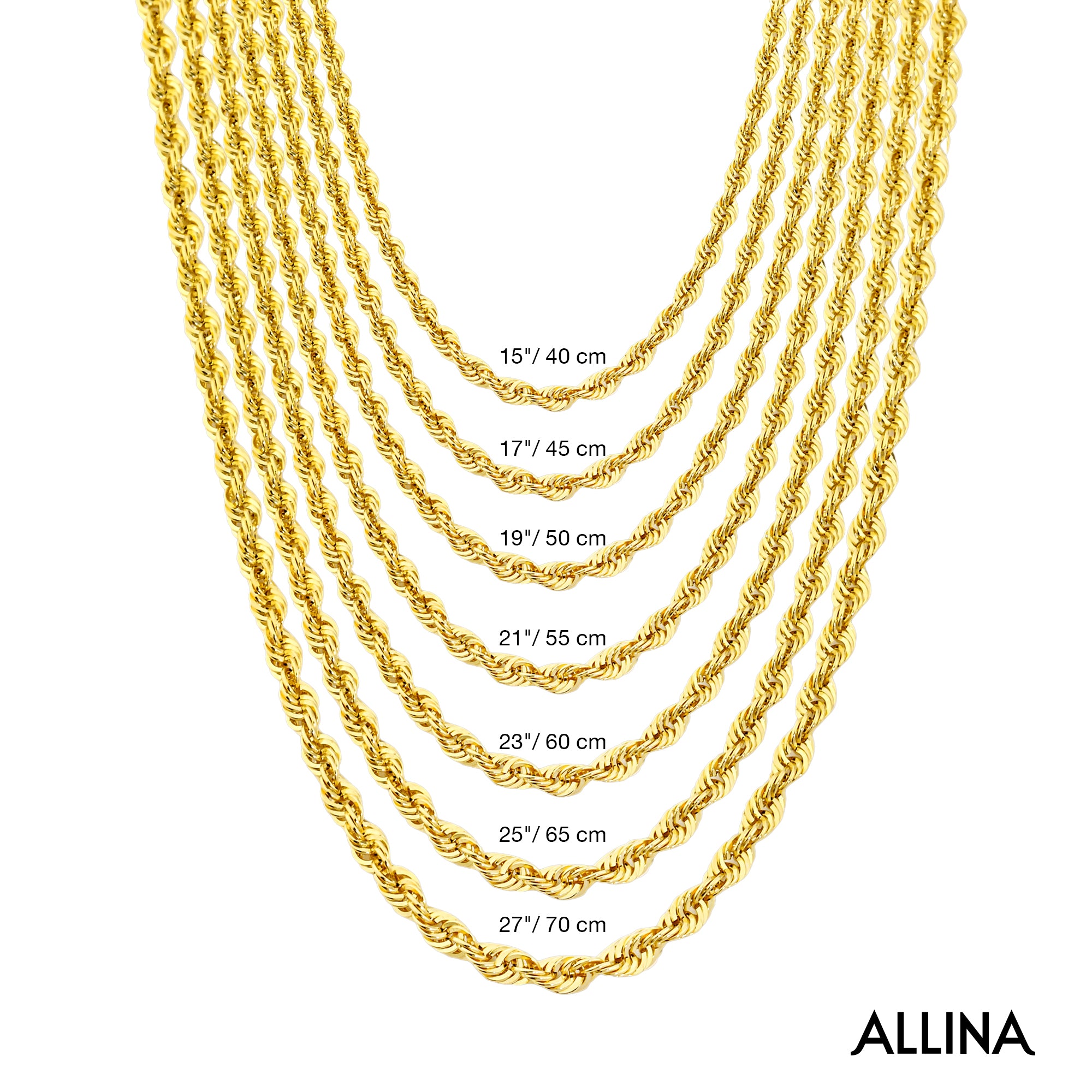 14K Gold Rope Twisted Chain Necklace - 2.55 mm | Elegant & Durable Gold Necklace