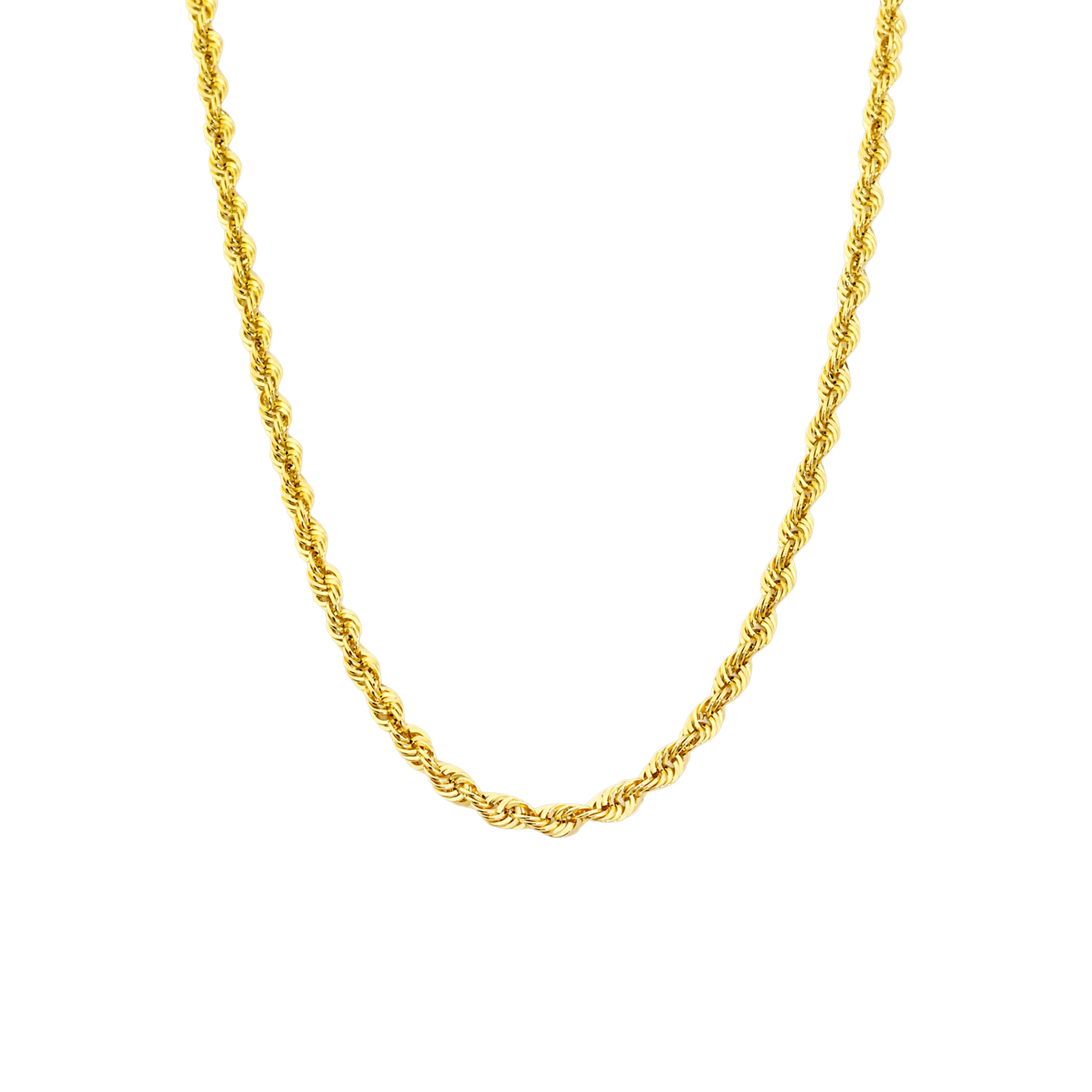 14K Gold Rope Twisted Chain Necklace - 2.55 mm | Elegant & Durable Gold Necklace