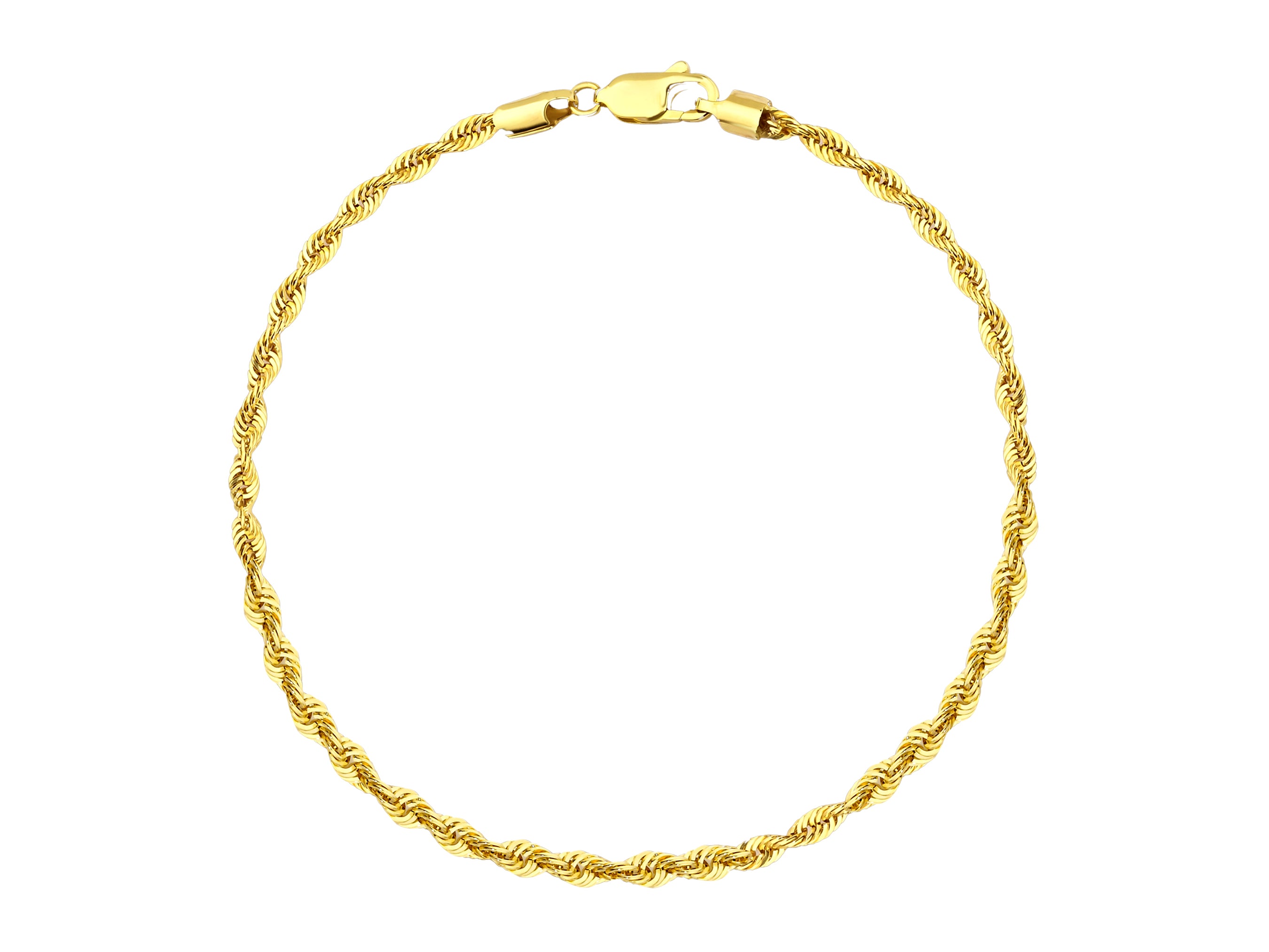 14K Gold Rope Chain Bracelet - 2.55mm | Classic Gold Jewelry for Men & Women