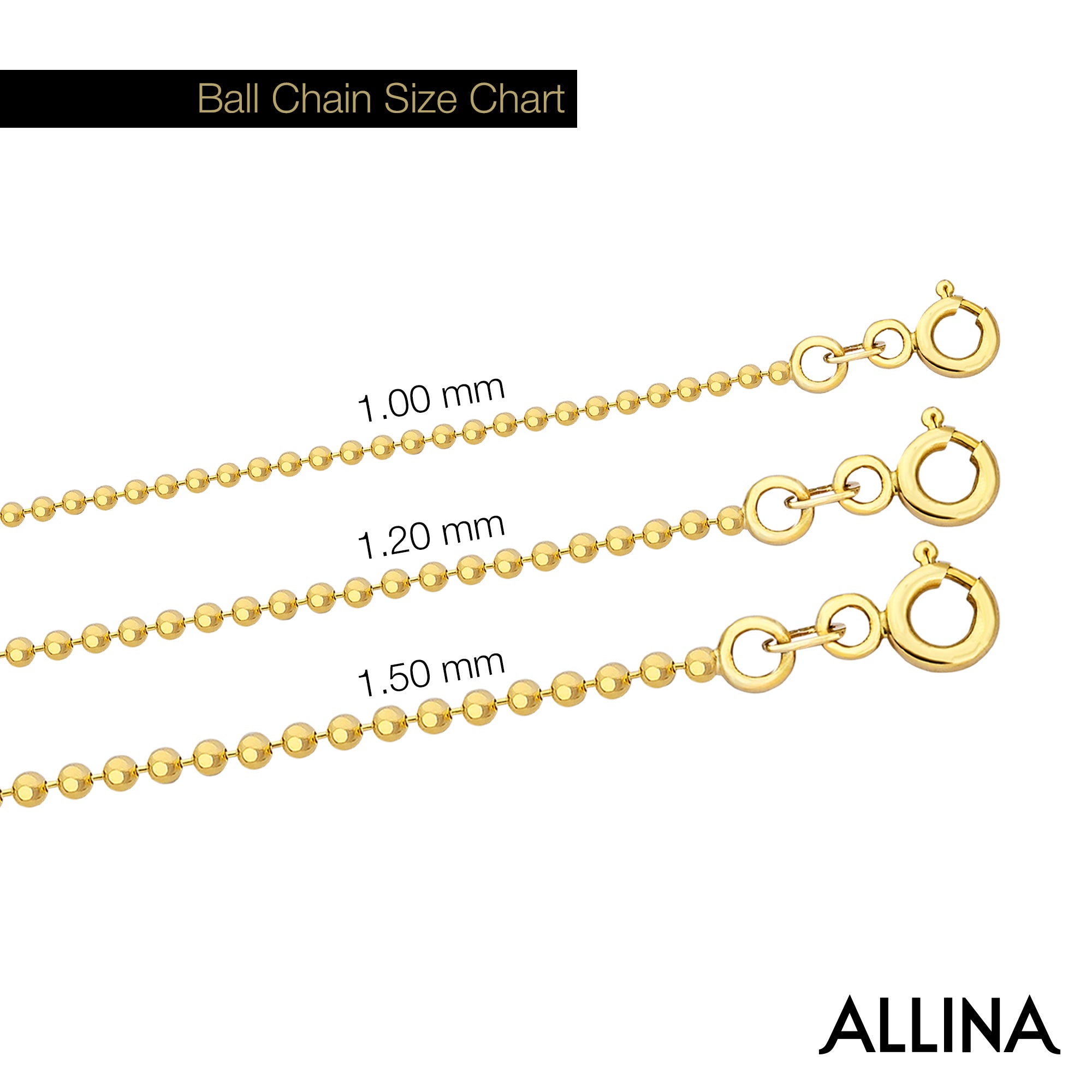 14K Gold Beaded Ball Chain Necklace - 1.50 mm | Minimalist Gold Necklace