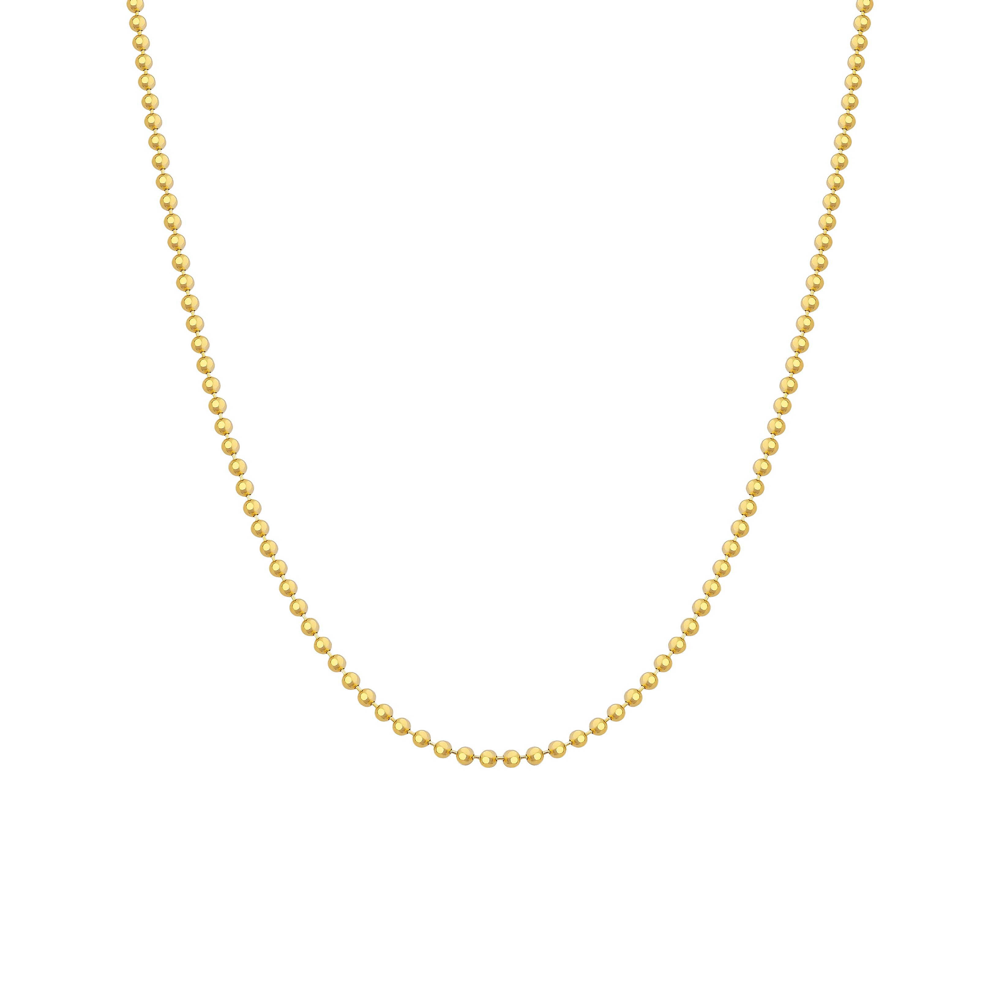 14K Gold Beaded Ball Chain Necklace - 1.50 mm | Minimalist Gold Necklace