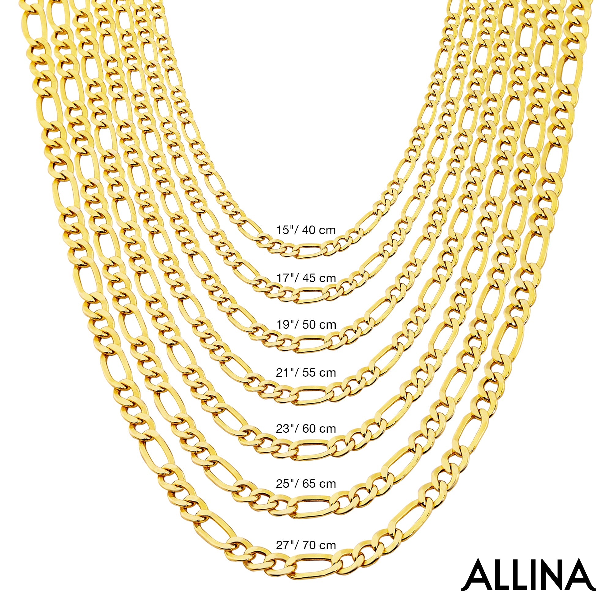 14K Gold Figaro Chain Necklace - 2.15 mm | Elegant Gold Necklace