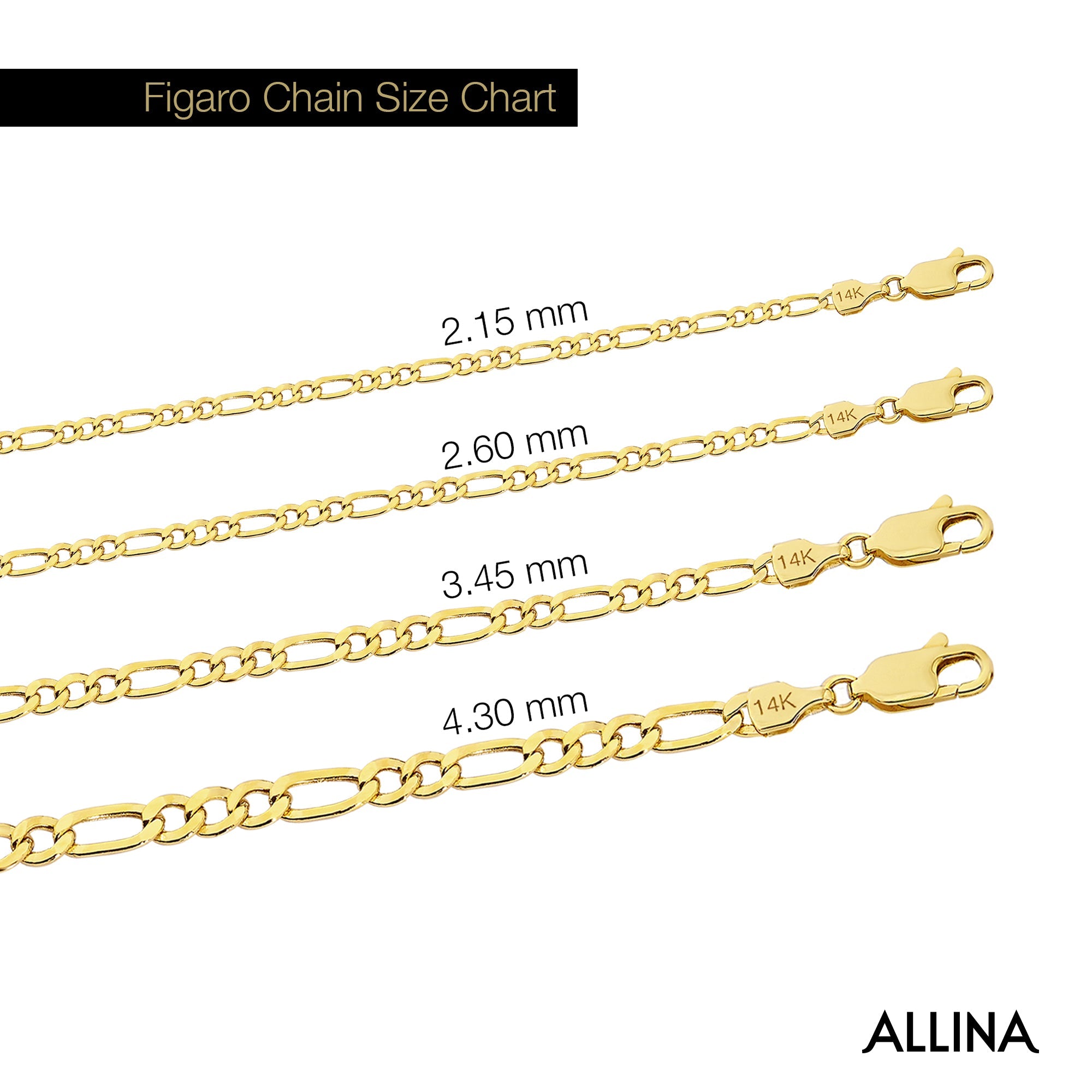 14K Gold Figaro Chain Bracelet - 2.15mm | Classic & Elegant Jewelry