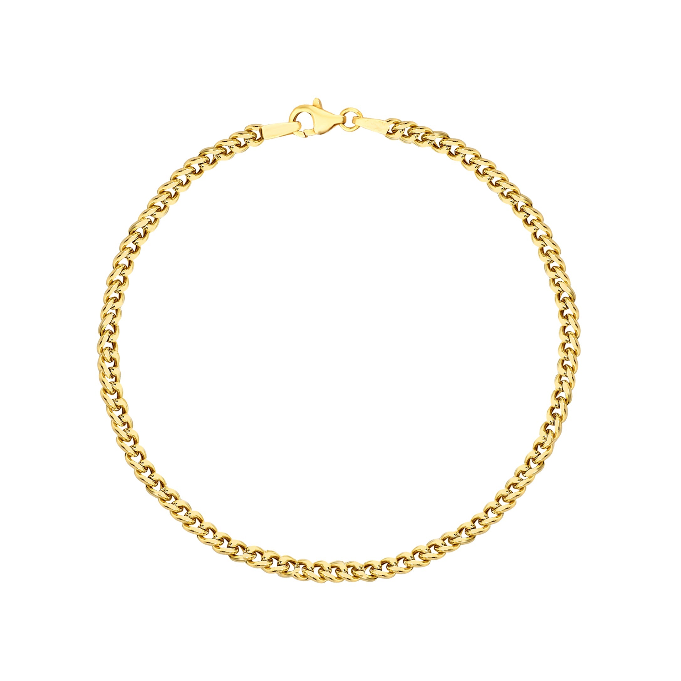 14K gold Cuban link chain bracelet, 1.40mm, minimalist design with polished finish.