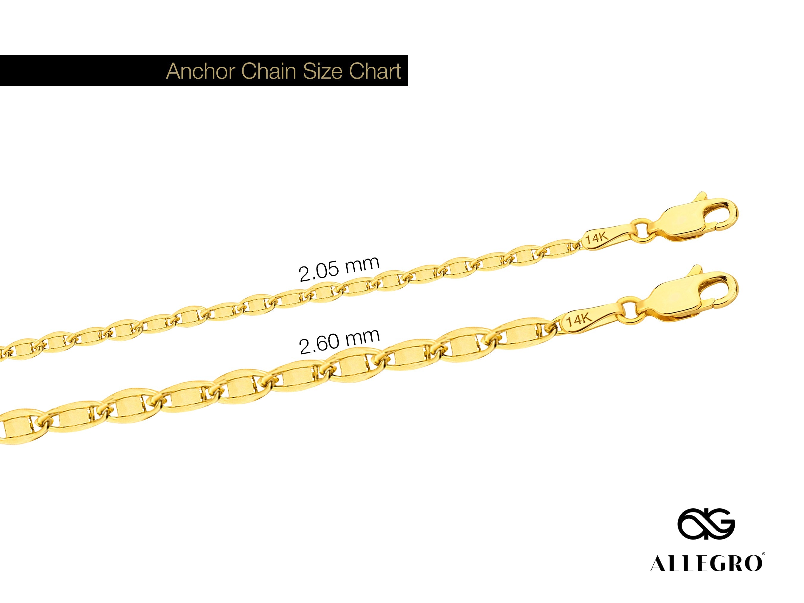 14K Gold Anchor Chain Necklace - 2.05mm | Elegant & Durable Gold Jewelry