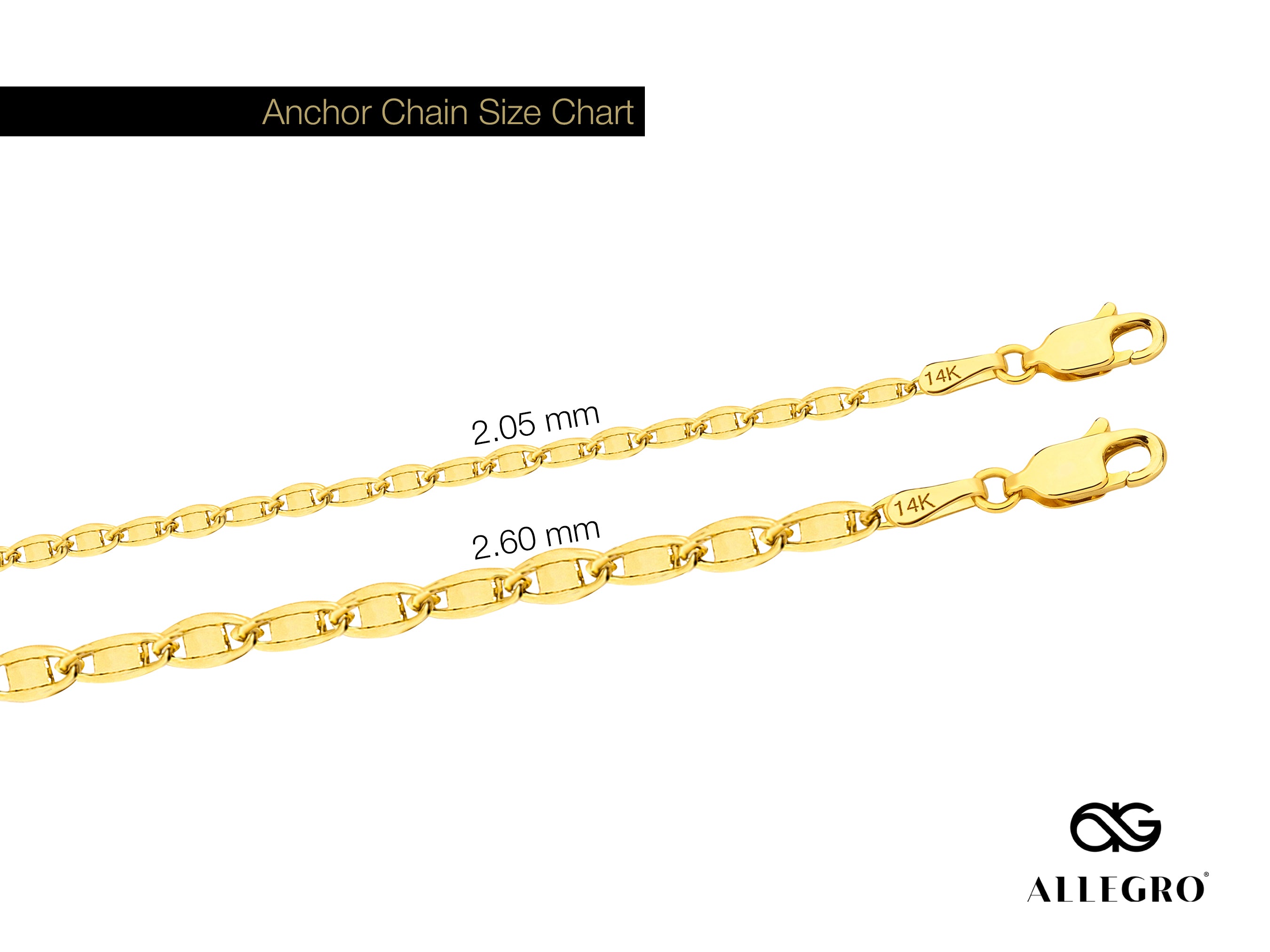 14K Gold Anchor Chain Necklace - 2.60 mm | Timeless Gold Jewelry