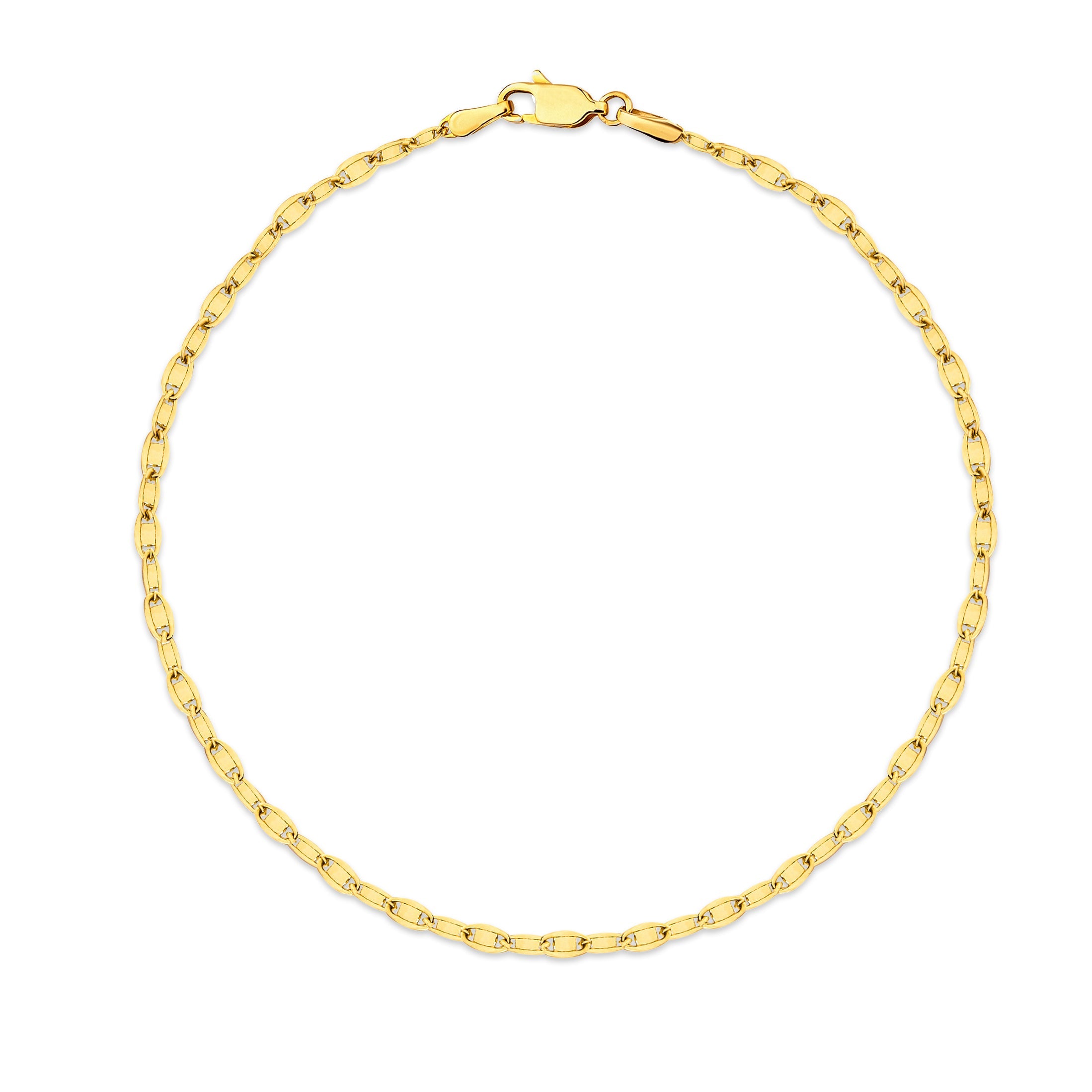 14K Gold Anchor Chain Bracelet - 2.60 mm featuring interlocking oval links in polished gold.